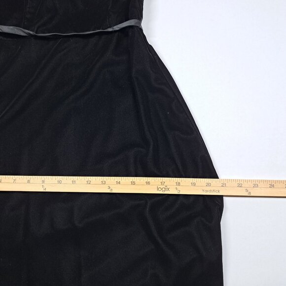 Davids Bridal Velvet Dress Black Halter Midi Sz 6 Formal Holiday Prom Wedding - Picture 5 of 11